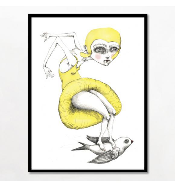 Skøn Bob Noon kunst. Kunstplakaten Vinger er en smuk drømmende frihedserklæring.