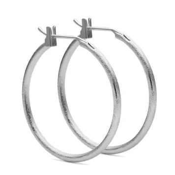 Pure - Ellie Medium Børstede Hoops Ø:30mm, Sølvbelagt