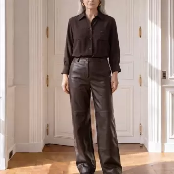 Atelier TAKTIL - Lily Leather Pant, Espresso