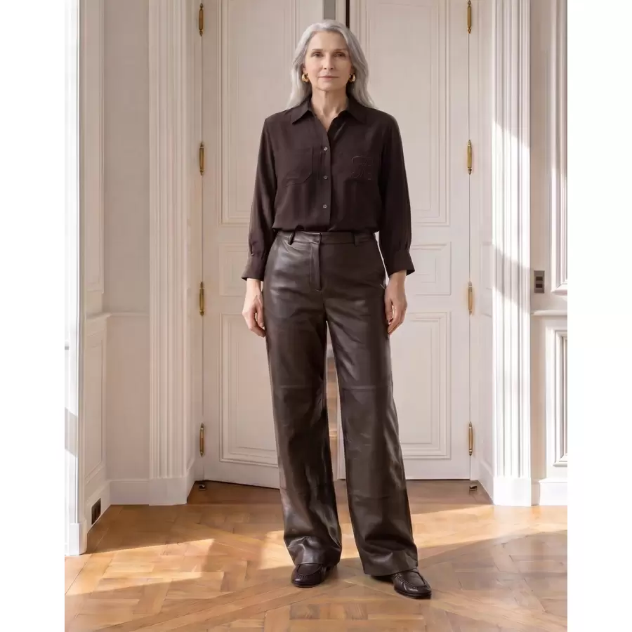 Atelier TAKTIL - Lily Leather Pant, espresso