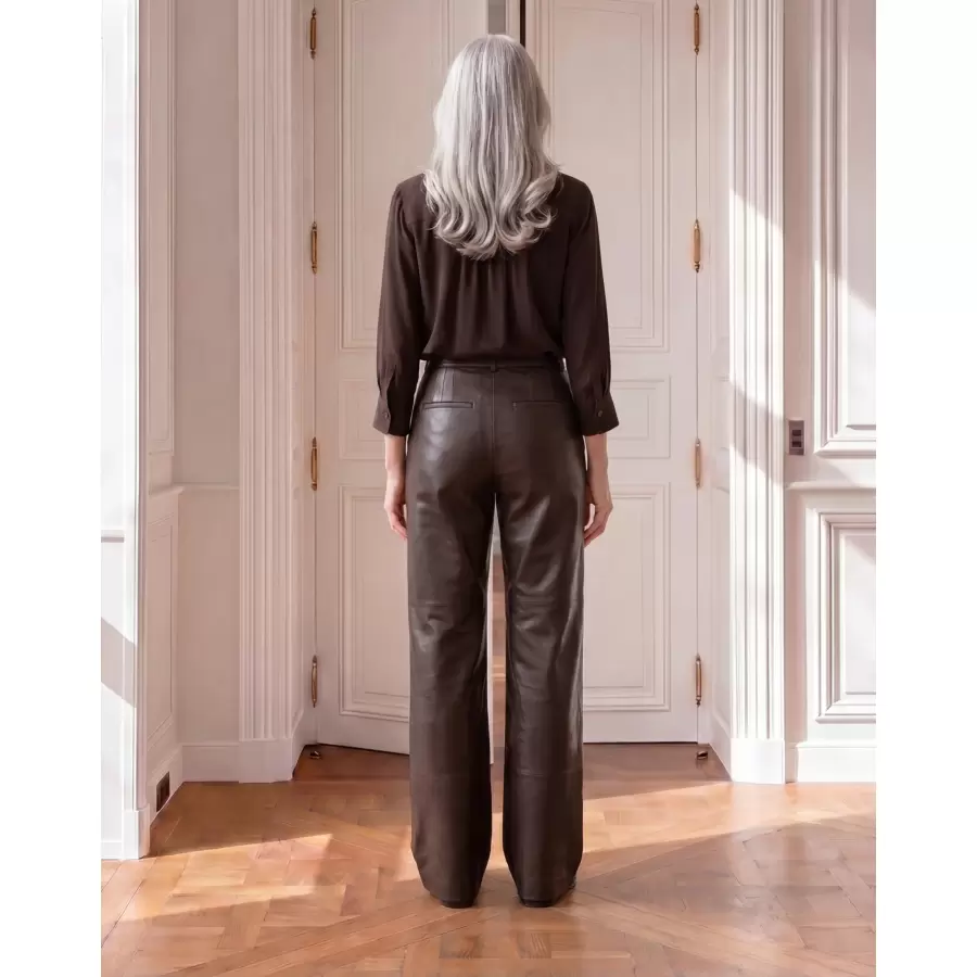 Atelier TAKTIL - Lily Leather Pant, espresso
