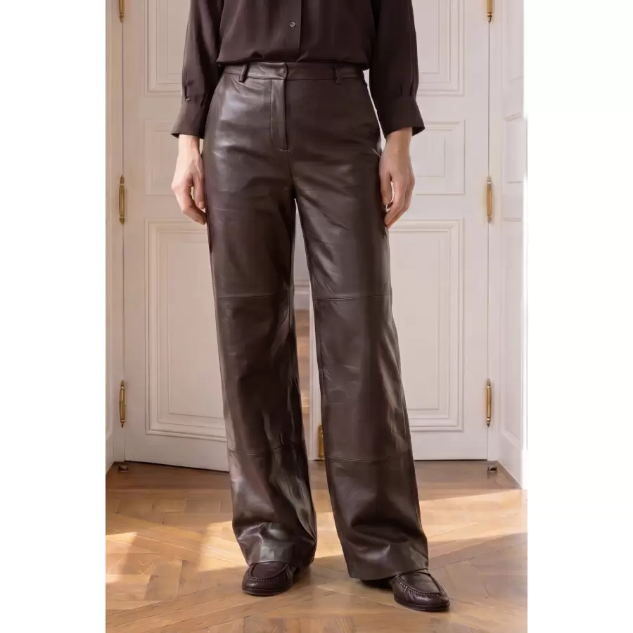 Atelier TAKTIL - Lily Leather Pant, espresso