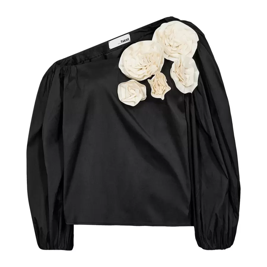 Atelier TAKTIL - Skye Offshoulder Blouse, Sort