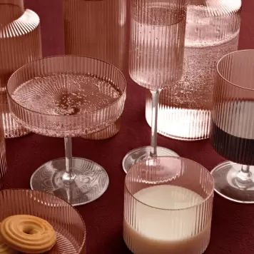 Ferm Living - 4 Ripple Low Glasses, Blush