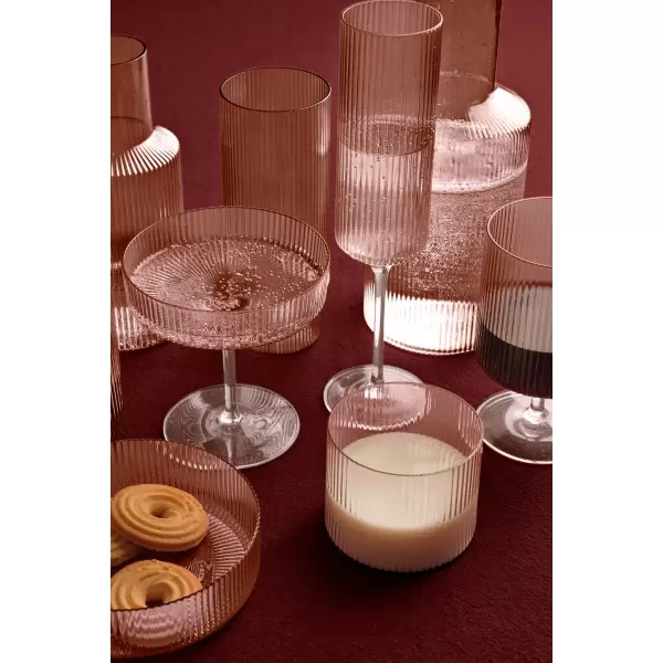 Ferm Living - 4 Ripple Low Glasses, Blush