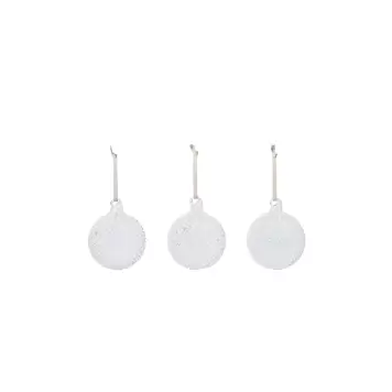Ferm Living - 3 Glaskugler Flurry Medium, Hvid Ø:8