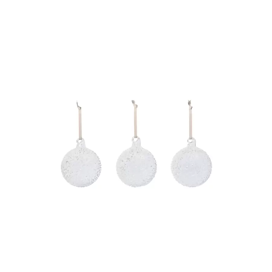 Ferm Living - 3 Glaskugler Flurry Medium, Hvid Ø:8