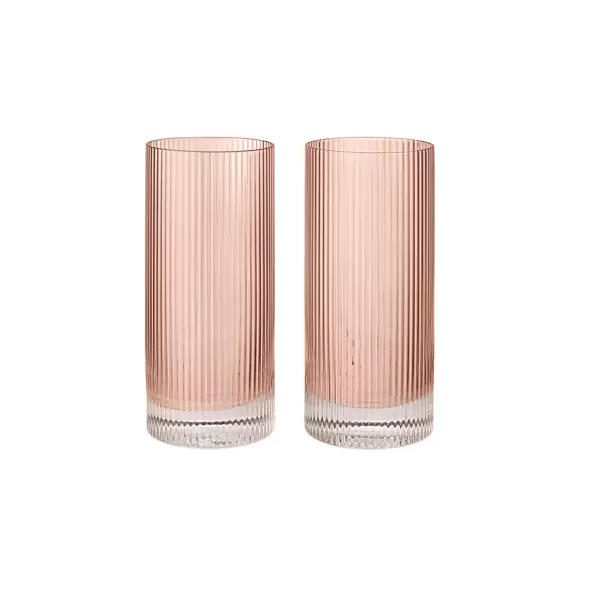 Ferm Living - 2 Ripple Highball Glas, Blush Ferm Living - 2 Ripple Highball Glas, Blush