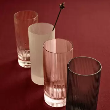 Ferm Living - 2 Ripple Highball Glas, Blush 