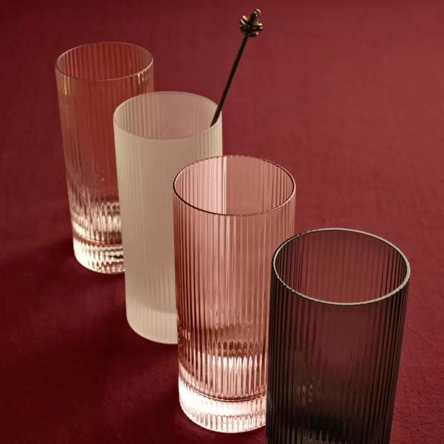 Ferm Living - 2 Ripple Highball Glas, Blush 