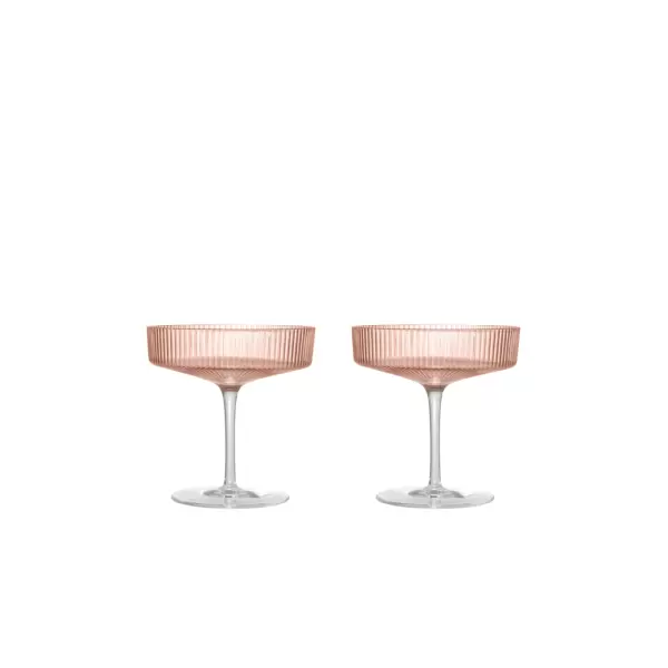 Ferm Living - 2 Ripple Champagneskåle, Blush Ferm Living - 2 Ripple Champagneskåle, Blush