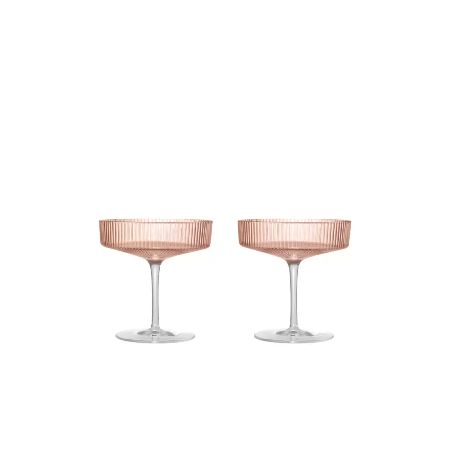 Ferm Living - 2 Ripple Champagneskåle, Blush 