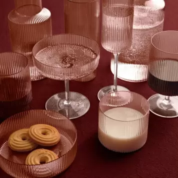 Ferm Living - 2 Ripple Champagneskåle / Champagneglas, Blush