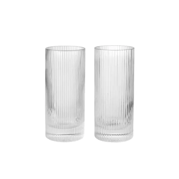 Ferm Living - 2 Ripple Highball Glas, Klar Ferm Living - 2 Ripple Highball Glas, Klar