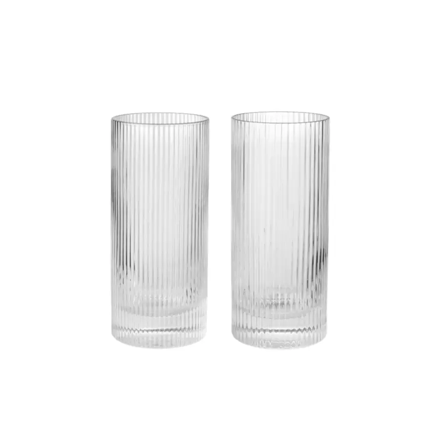 Ferm Living - 2 Ripple Highball Glas, Klar