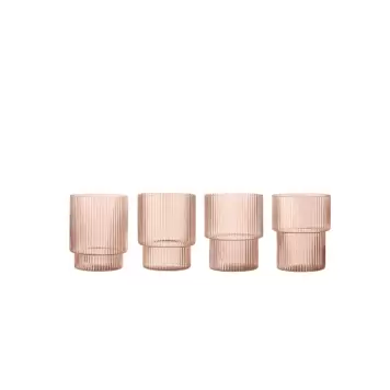 Ferm Living - 4 Ripple Glas, Blush - Søstrene Ferm Living - 4 Ripple Glas, Blush - Søstrene