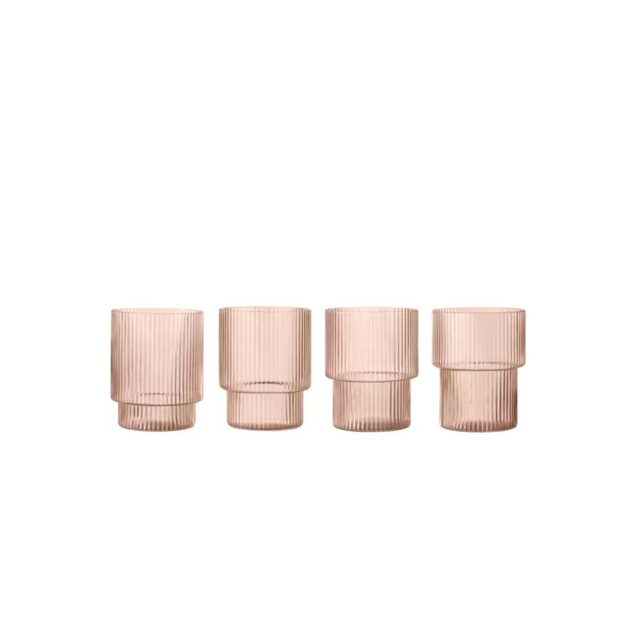 Ferm Living - 4 Ripple Glas, Blush - Søstrene