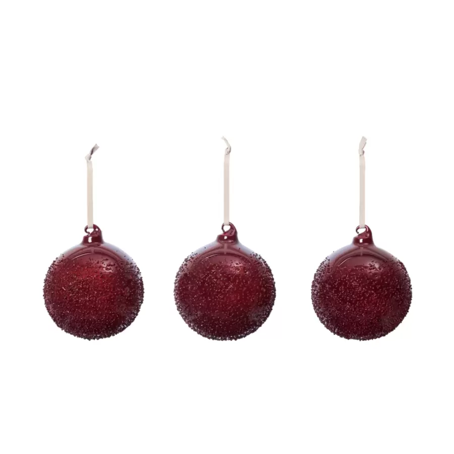 Ferm Living - 3 Glaskugler Flurry Large, Picante Red Ø:10