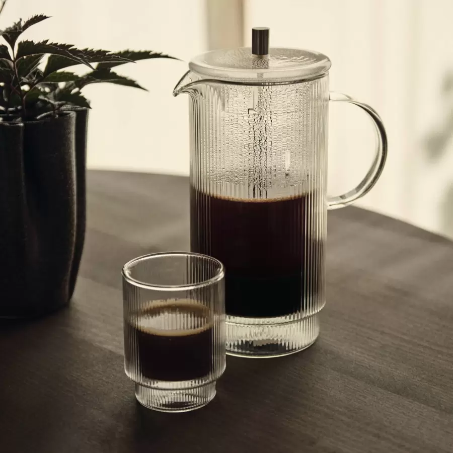 Ferm Living -  Sæt med 2 stk. Ripple Thermo krus/glas - Clear