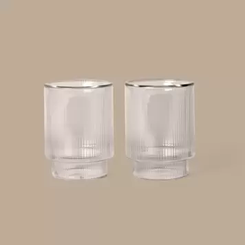 Ferm Living -  Sæt med 2 stk. Ripple Thermo krus/glas - Clear