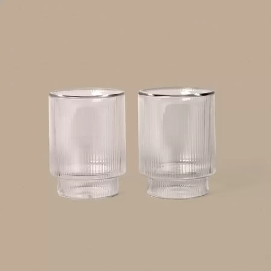 Ferm Living -  Sæt med 2 stk. Ripple Thermo krus/glas - Clear