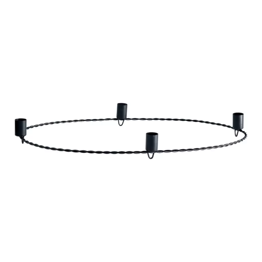 TineK Home - Adventskrans, metal, Oval 30x50xH4 cm, sort