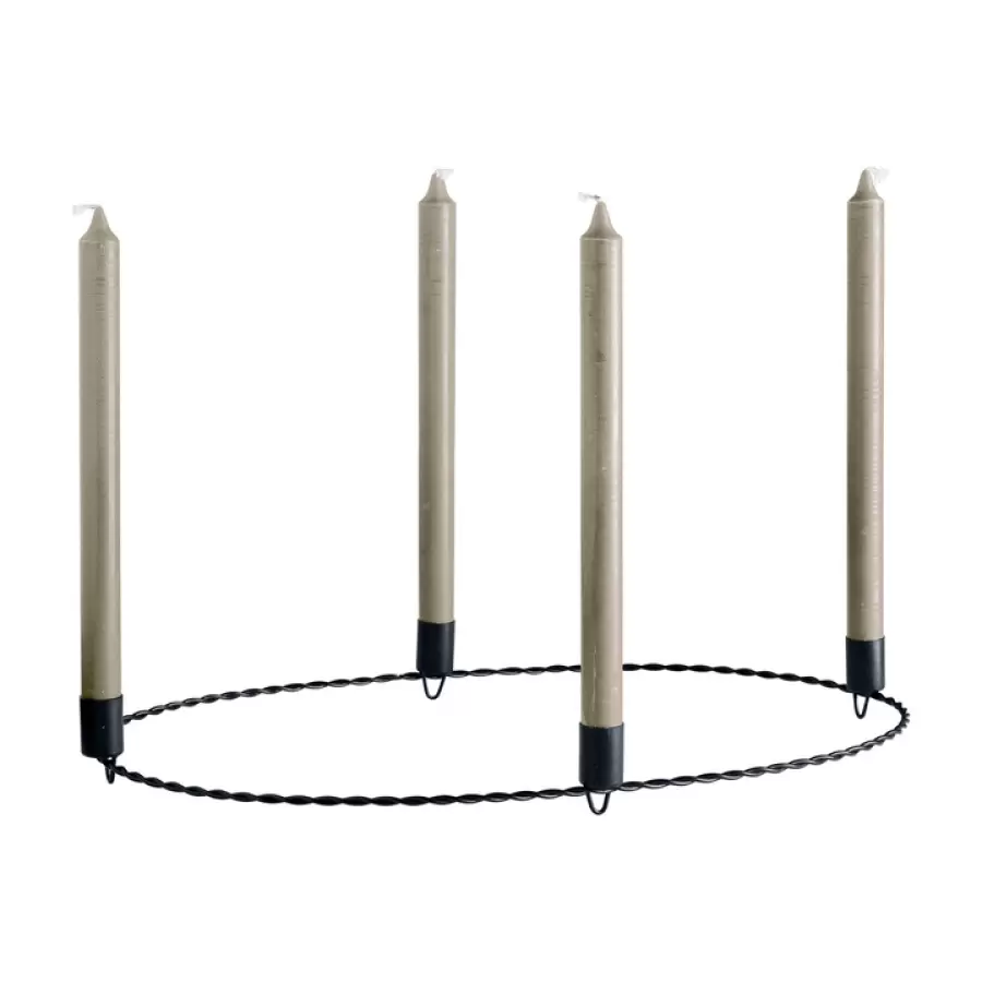 TineK Home - Adventskrans, metal, Oval 30x50xH4 cm, sort