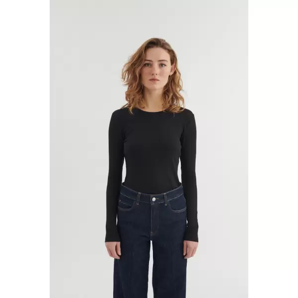 Basic Apparel - Ludmilla LS Tee, Sort Basic Apparel - Ludmilla LS Tee, Sort