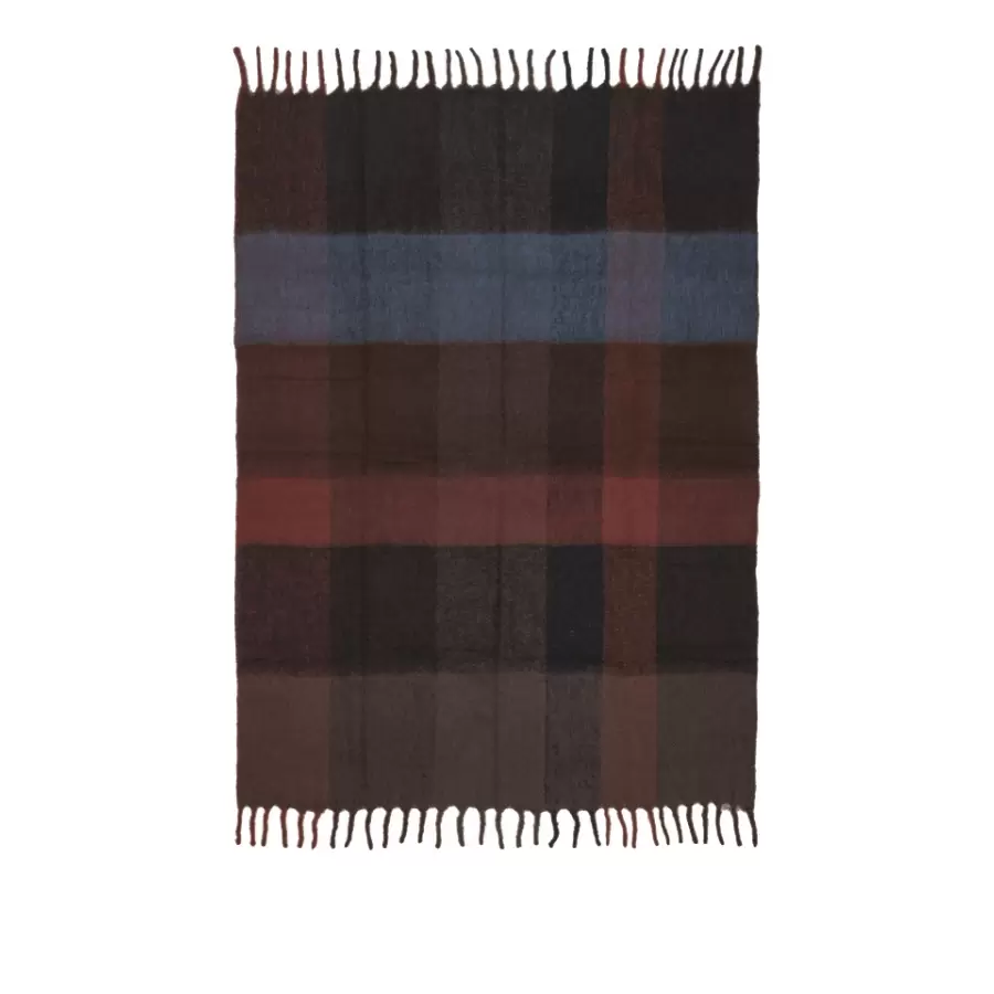 Ferm Living - Plaid Mohair Blur, Mørk Chokolade/Oxid Rød