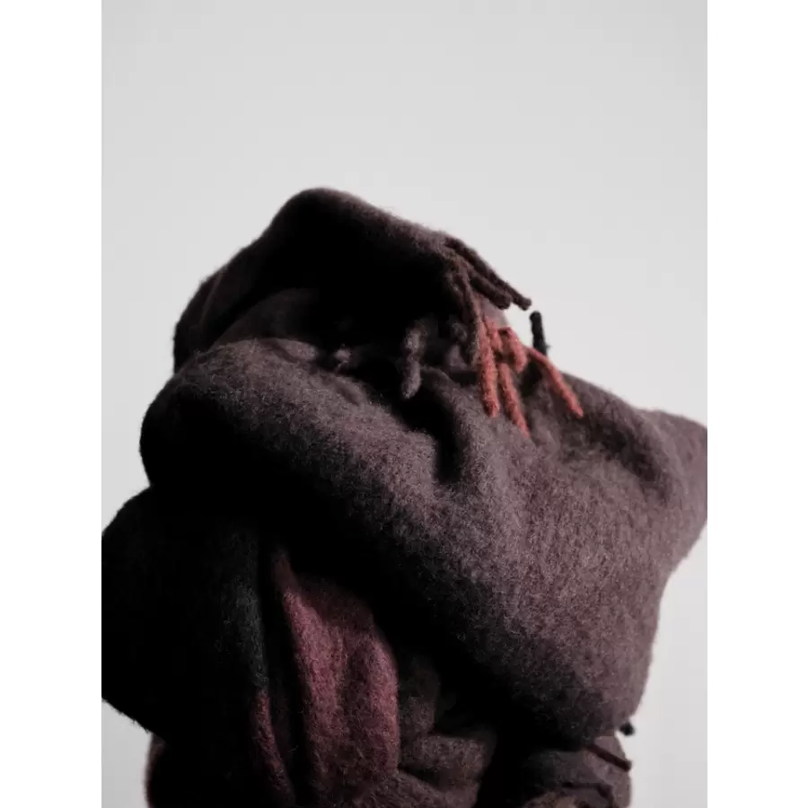 Ferm Living - Plaid Mohair Blur, Mørk Chokolade/Oxid Rød