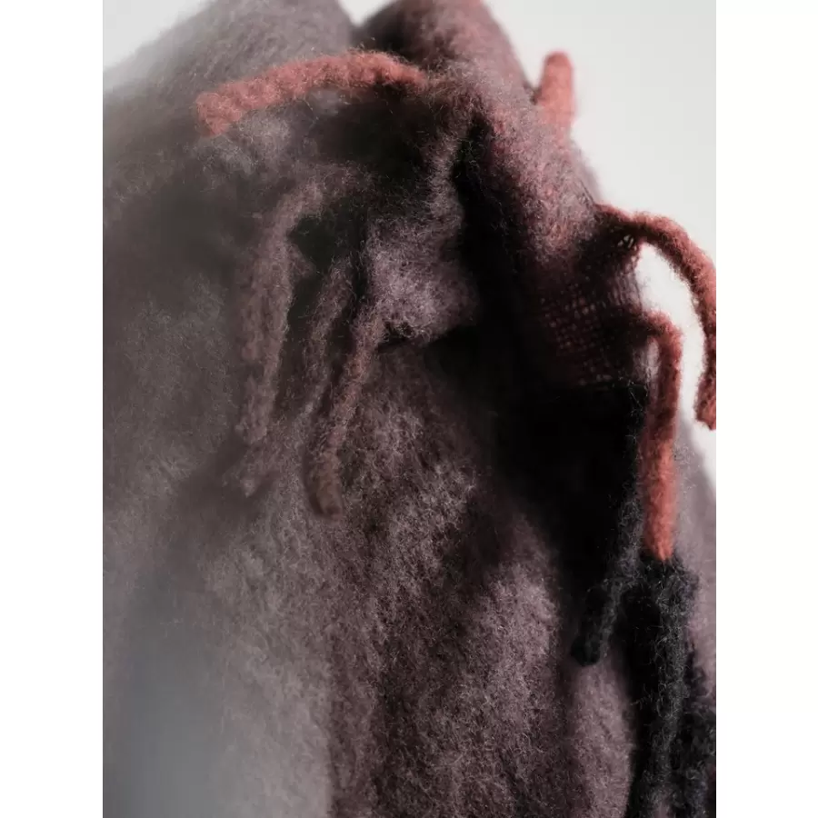 Ferm Living - Plaid Mohair Blur, Mørk Chokolade/Oxid Rød