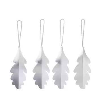 Ferm Living - 4 Oak Leaf ornamenter, Forsølvet Messing