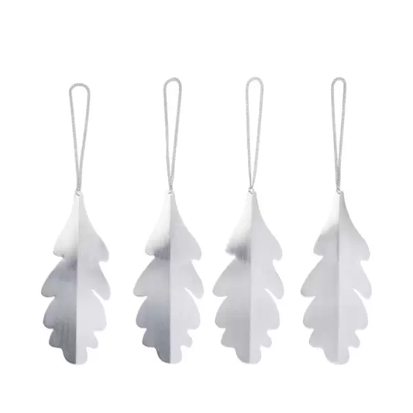 Ferm Living - 4 Oak Leaf ornamenter, Forsølvet Messing