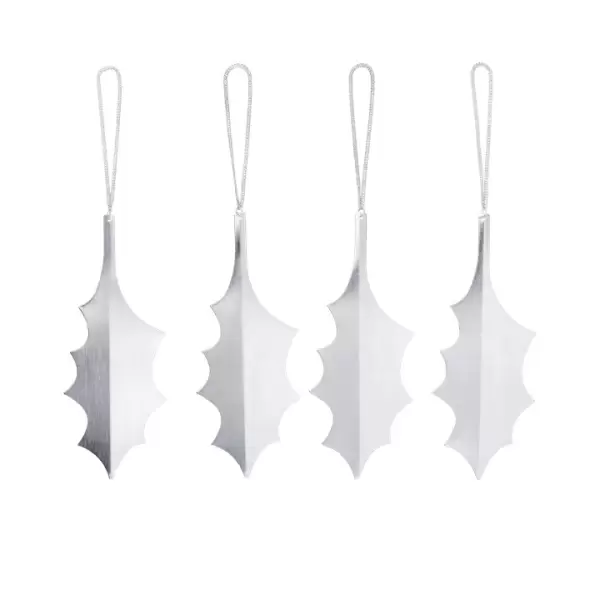 Ferm Living - 4 Holly Leaf ornamenter, Silver