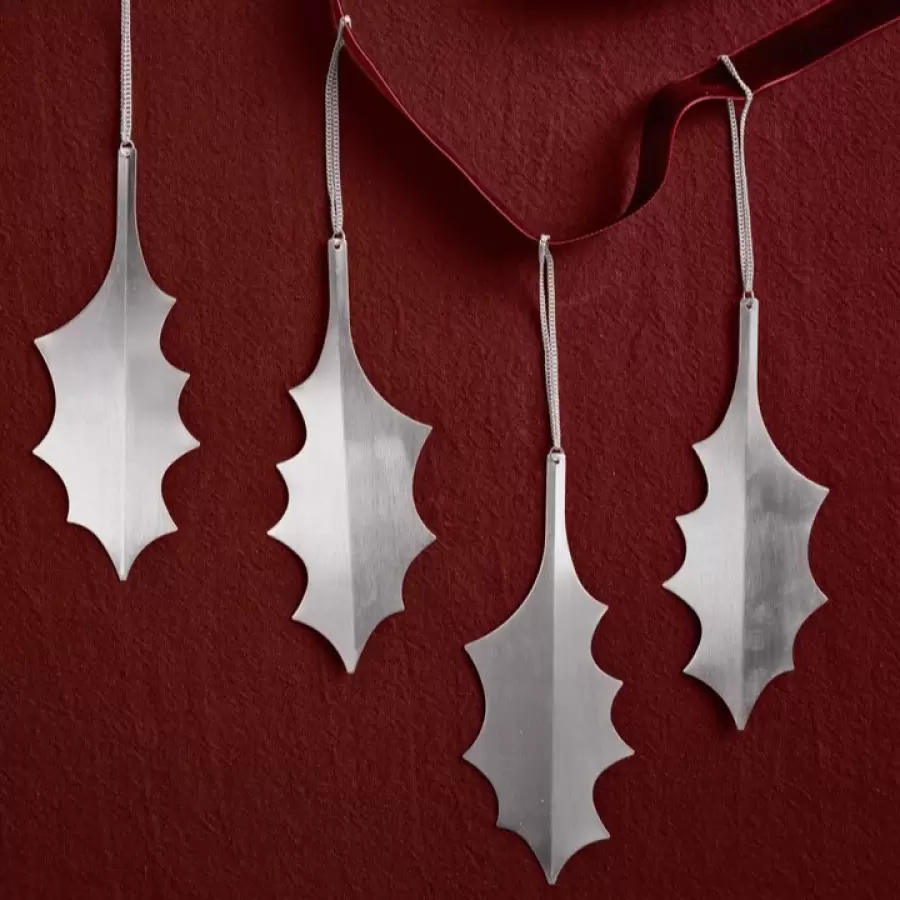 Ferm Living - 4 Holly Leaf ornamenter, Silver