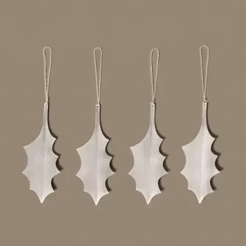 Ferm Living - 4 Holly Leaf ornamenter, Silver