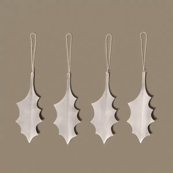 Ferm Living - 4 Holly Leaf ornamenter, Silver