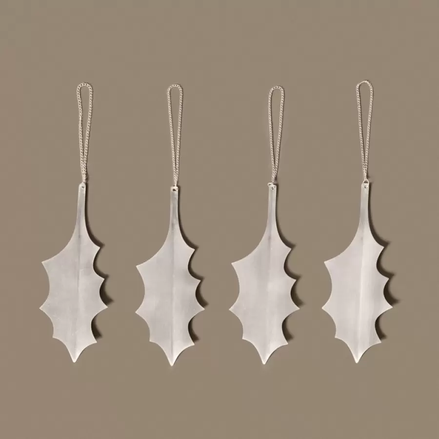 Ferm Living - 4 Holly Leaf ornamenter, Silver