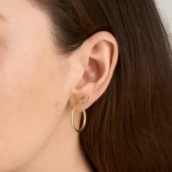 Pure - Ellie Small Børstede Hoops Ø:20mm, Sølvbelagt