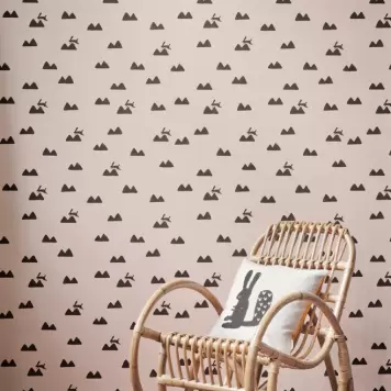 Ferm Living - Børnetapet,  rosa med kaniner fra ferm LIVING