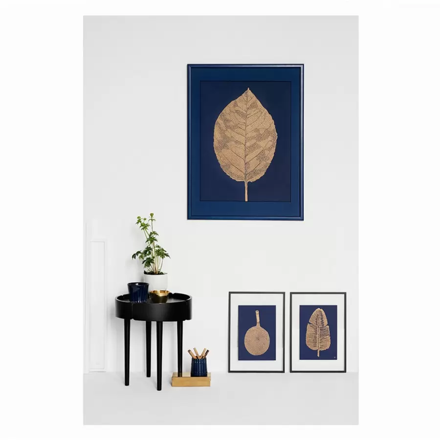 Monika Petersen Art Print - Blad guld/blå 50x70