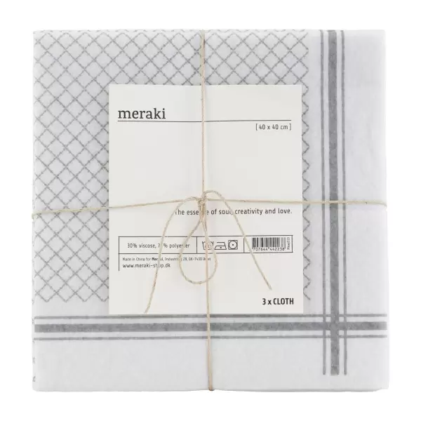 meraki - Karklude, grå/hvid,  3 stk., 40x40