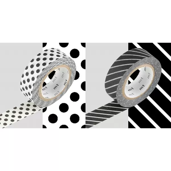 mt - Masking Tape - 2pk Black dot og black stripe