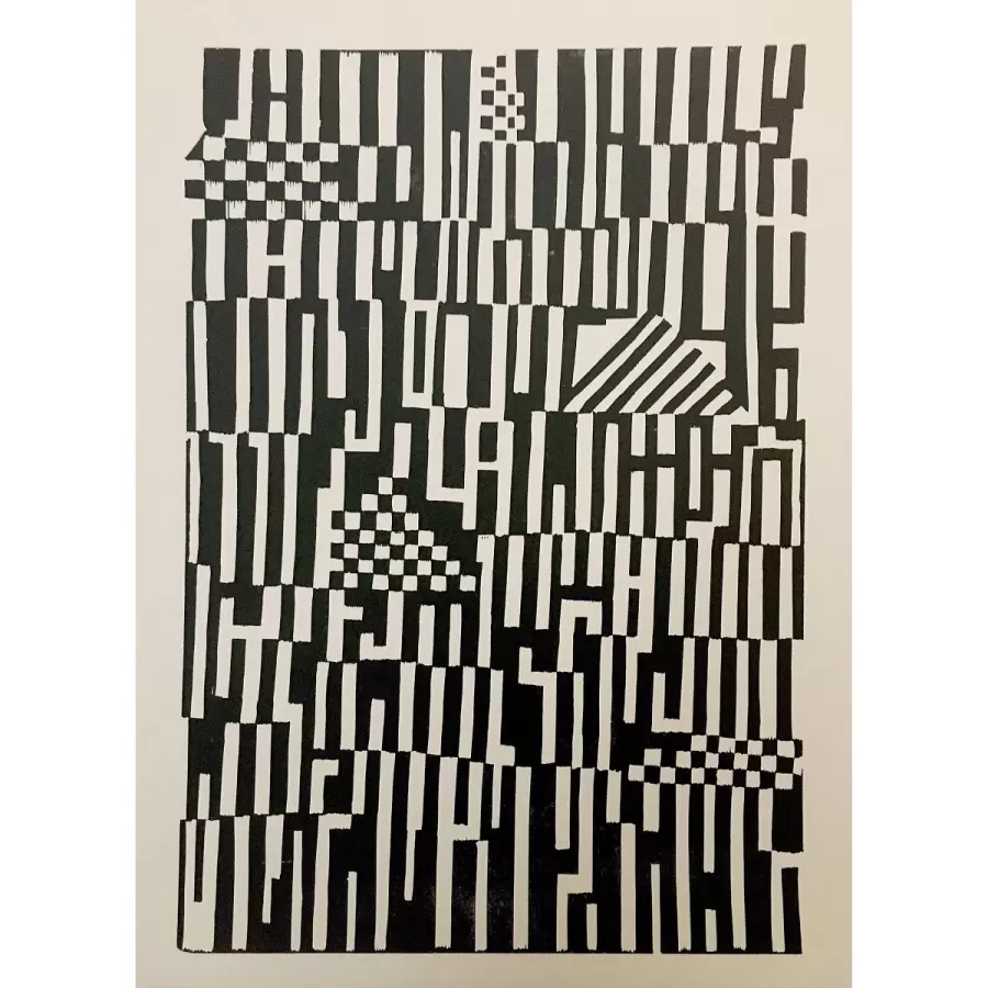 Monika Petersen Art Print - Mønster Sort/creme 50x70