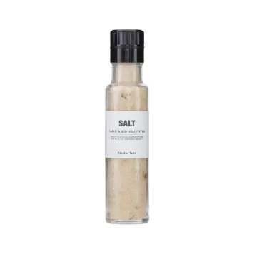 Salt med hvidløg & rød chilipeber fra Nicolas Vahé Salt med hvidløg & rød chilipeber fra Nicolas Vahé
