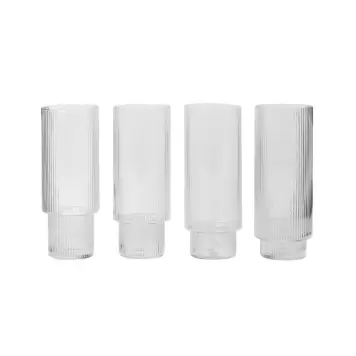 Ferm Living - 4 glas i sampak Ripple Long Drink Ferm Living - 4 glas i sampak Ripple Long Drink