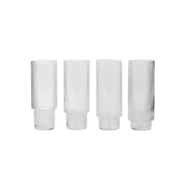 ferm LIVING - 4 glas i sampak Ripple Long Drink 