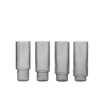 Ferm Living - Ripple Long Drink, grå/smoke