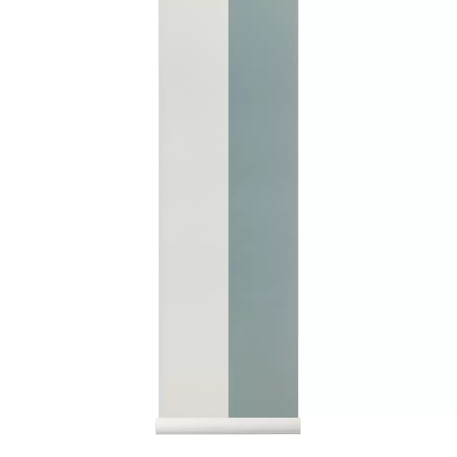 ferm LIVING - Tapet Thick Lines, Dusty blue/Off white