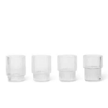 Ferm Living - 4 små Ripple glas, klar Ferm Living - 4 små Ripple glas, klar